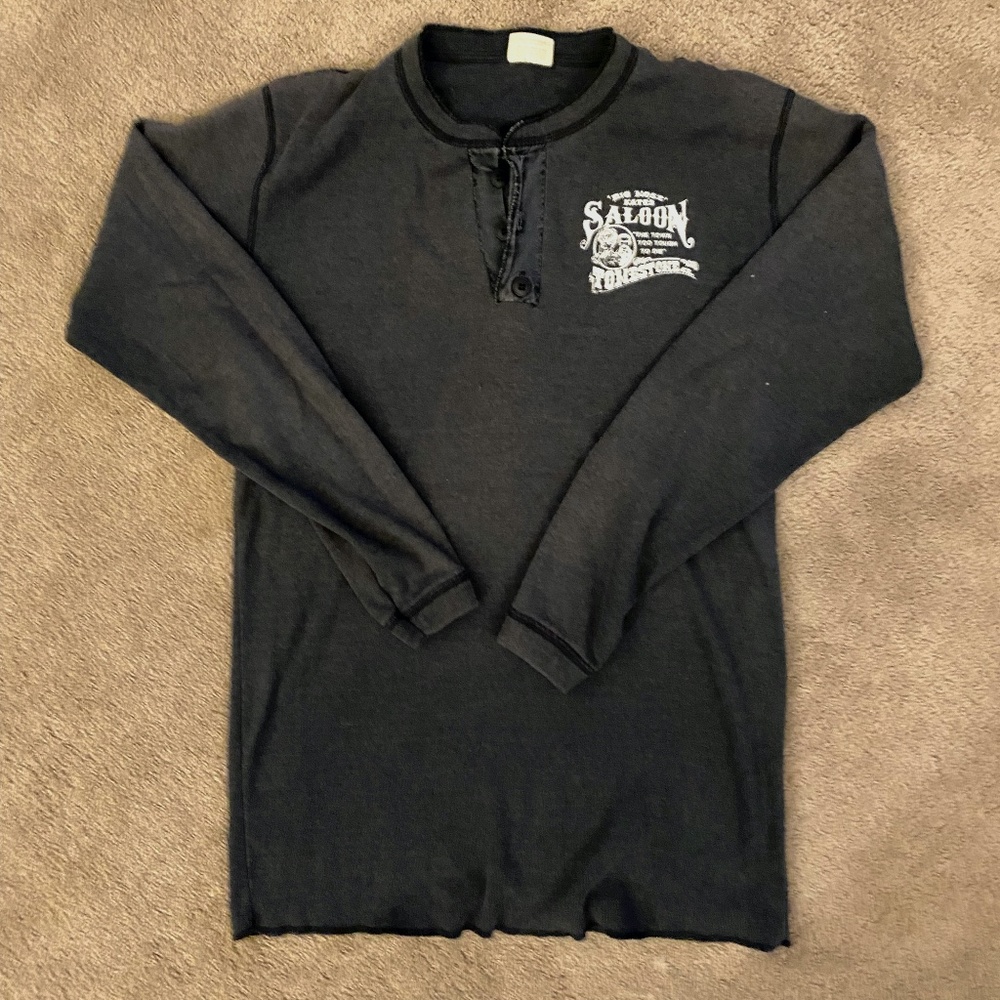 RARE Vintage Big Nose Kate's Saloon Long Sleeve Henley